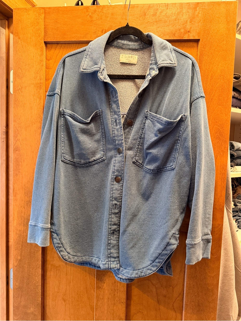 Z Supply All Day Knit Denim Shirt XS